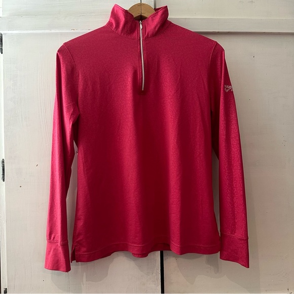 Hot Pink Leopard Cheetah Pattern Quarter-Zip Pullover SOOO CUTE! Size: Large - Picture 3 of 10